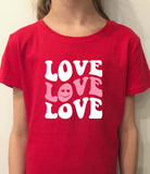Valentines Day Retro Shirt for Girls, Love Retro T-Shirt, Retro Love T-Shirt for Girls, Girls Retro Valentines Day Shirt, Valentines Day Retro Shirt for Girls