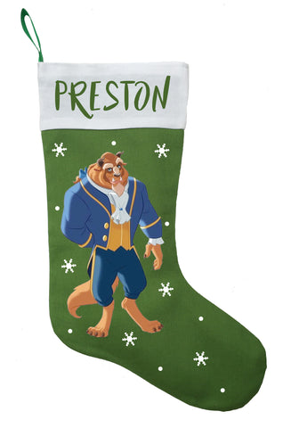 Beast Christmas Stocking - Personalized and Hand Made Beauty and the Beast Christmas Stocking