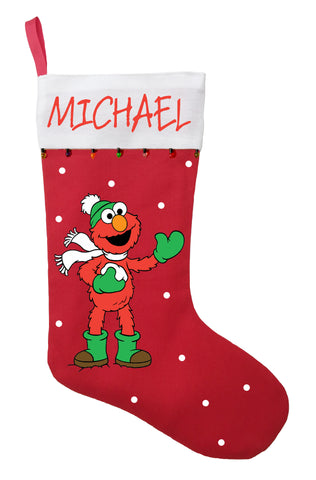 Elmo Christmas Stocking - Personalized and Hand Made Elmo Christmas Stocking