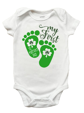 First St Patricks Day Onesie, My First St Patricks Day Onesie for Girls, My First St. Patrick's Day Onesie