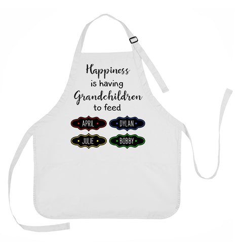 Mother's Day Apron, Grandmother Apron, Happiness is Having Grandchildren to Feed Apron, Personalized Grandmother Apron
