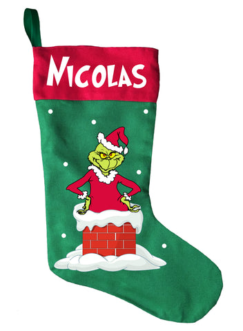 The Grinch Christmas Stocking - Personalized and Hand Made Grinch Christmas Stocking