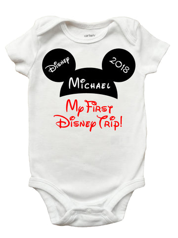 My First Disney Trip One Piece Bodysuit - First Disney Shirt for Baby Girls and Boys (Sizes Newborn - 18 Months)