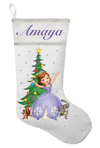 Sofia the First Christmas Stocking, Sofia the First Stocking, Personalized and Hand Made Princess Sofia Christmas Stocking