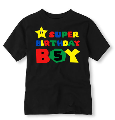 Super Birthday Boy Birthday Shirt, Personalized Super Mario Birthday Shirt