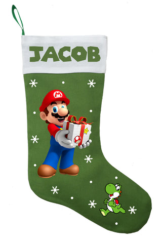 Super Mario Christmas Stocking, Custom Super Mario Stocking, Super Mario Christmas Present