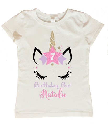 Unicorn Birthday Shirt, Custom Unicorn Birthday Shirt, Personalized Unicorn Birthday Shirt, Unicorn Birthday Shirt with Stars