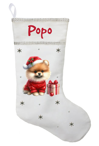 Pomeranian Christmas Stocking, Custom Pomeranian Stocking, Personalized Pomeranian Christmas Gift