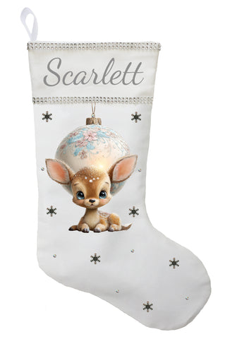 Personalized Baby Deer Stocking, Custom Baby Deer Christmas Gift