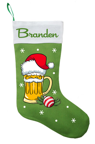 Santa Beer Mug Christmas Stocking, Custom Beer Stocking, Beer Christmas Gift