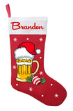 Santa Beer Mug Christmas Stocking, Custom Beer Stocking, Beer Christmas Gift