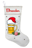 Santa Beer Mug Christmas Stocking, Custom Beer Stocking, Beer Christmas Gift