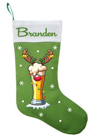 Reindeer Pilsner Christmas Stocking, Pilsner Beer Stocking, Pilsner Beer Gift