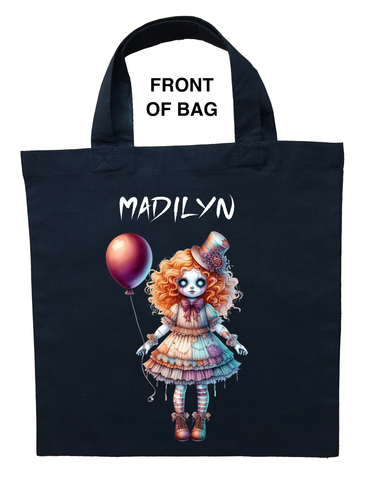 Girls Killer Clown Trick or Treat Bag, Girls Carnevil Halloween Bag, Girls Carnevil Halloween Accessory