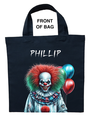 Killer Clown Trick or Treat Bag, Scary Clown Trick or Treat Bag, Adult Male Scary Clown Halloween Bag, Killer Clown Halloween Bag