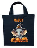 Elephant Trick or Treat Bag, Personalized Elephant Halloween Bag, Elephant Loot Bag, Baby Elephant Halloween Bag