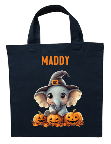 Elephant Trick or Treat Bag, Personalized Elephant Halloween Bag, Elephant Loot Bag, Baby Elephant Halloween Bag