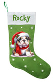 English Bulldog Christmas Stocking, Custom English Bulldog Stocking, Personalized English Bulldog Christmas Gift