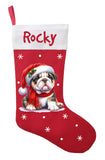 English Bulldog Christmas Stocking, Custom English Bulldog Stocking, Personalized English Bulldog Christmas Gift
