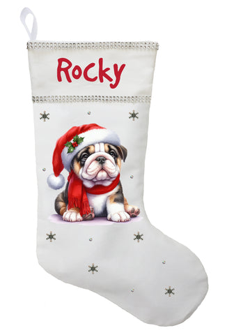 English Bulldog Christmas Stocking, Custom English Bulldog Stocking, Personalized English Bulldog Christmas Gift