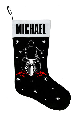 Biker Christmas Stocking, Motorcycle Christmas Stocking, Custom Biker Stocking, Personalized Motorcycle Stocking, Gift for Biker