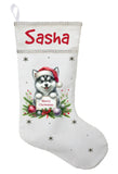 Pomsky Puppy Christmas Stocking, Custom Pomsky Puppy Stocking, Personalized Pomsky Christmas Gift