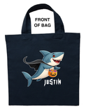 Shark Trick or Treat Bag, Personalized Shark Halloween Bag, Custom Shark Candy Bag