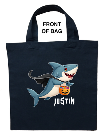Shark Trick or Treat Bag, Personalized Shark Halloween Bag, Custom Shark Candy Bag