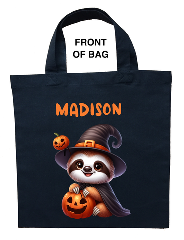 Sloth Trick or Treat Bag, Sloth Halloween Bag, Sloth Candy Bag, Sloth Halloween Accessory