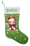 Woodland Bear Christmas Stocking, Personalized Bear Christmas Gift