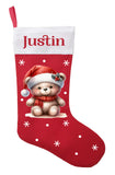 Woodland Bear Christmas Stocking, Personalized Bear Christmas Gift