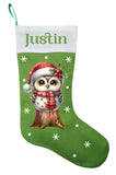 Woodland Owl Christmas Stocking, Personalized Owl Christmas Gift