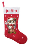 Woodland Owl Christmas Stocking, Personalized Owl Christmas Gift