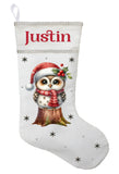 Woodland Owl Christmas Stocking, Personalized Owl Christmas Gift