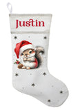 Woodland Squirrel Christmas Stocking, Personalized Squirrel Christmas Gift