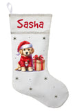 Golden Lab Puppy Christmas Stocking, Custom Yellow Lab Puppy Stocking, Personalized Golden Lab Christmas Gift