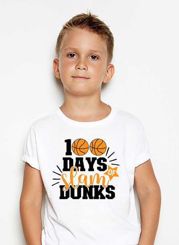 100 Days of Slam Dunks, Basketball 100 Day Shirt, 100th Day of School Boys Shirt