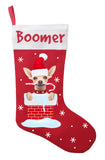 Chihuahua Christmas Stocking - Personalized and Hand Made Chihuahua Stocking - Red