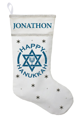 Happy Hanukkah Stocking - Personalized and Hand Made Hanukkah Stocking