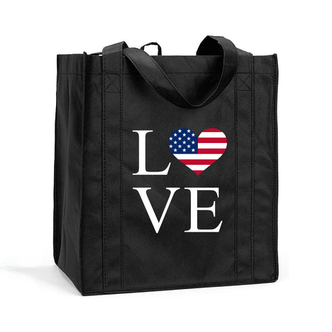 I Love USA Shopping Bag, I Love America Grocery Bag, I Love USA Resuasable Shopping Tote, I Love USA Bag
