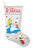 Alice in Wonderland Christmas Stocking, Personalized and Hand Made Alice in Wonderland Christmas Stocking