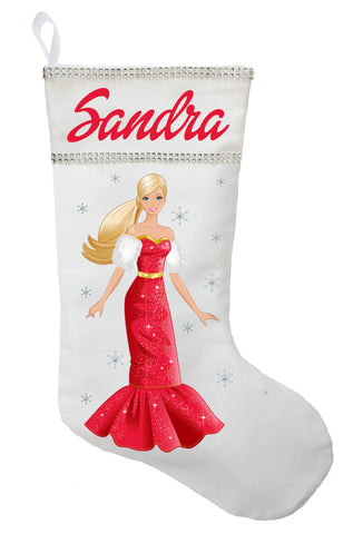 Barbie Christmas Stocking - Personalized and Hand Made Barbie Christmas Stocking