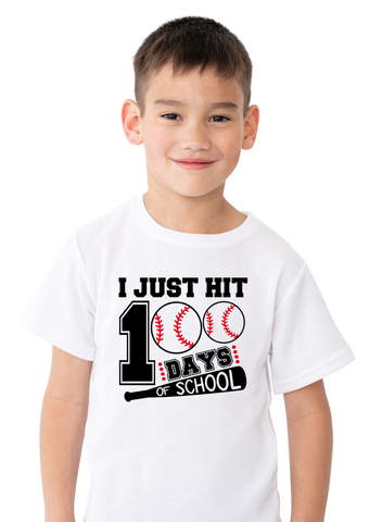 I Just Hit 100 Days of School Shirt, Baseball 100 Day Shirt, 100 Day Baseball T-Shirt