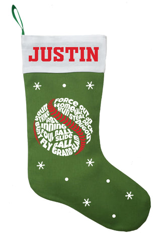 Baseball Christmas Stocking, Personalized Baseball Stocking, Baseball Christmas Gift