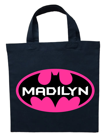 Bat Girl Trick or Treat Bag - Personalized Batgirl Halloween Bag
