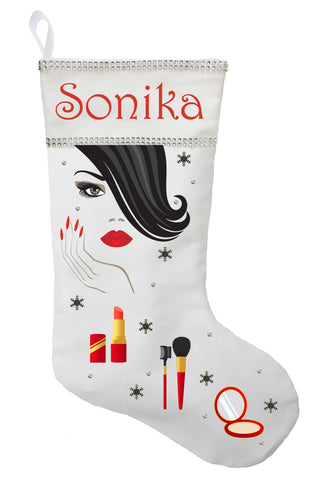 Beauty Christmas Stocking, Tween Christmas Stocking, Personalized Beauty Stocking