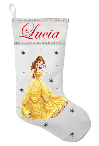 Belle Christmas Stocking, Belle Stocking, Custom Belle Stocking, Personalized and Hand Made Belle Christmas Stocking