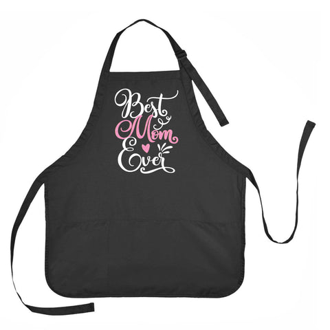 BEST MOM EVER. Embroidered Apron (black)