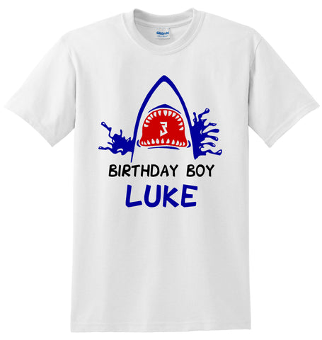 Shark Birthday Shirt, Personalized Shark Birthday Shirt with Name and Age