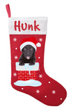 Black Labrador Christmas Stocking - Personalized and Hand Made Black Labrador Stocking - Green, Red or White